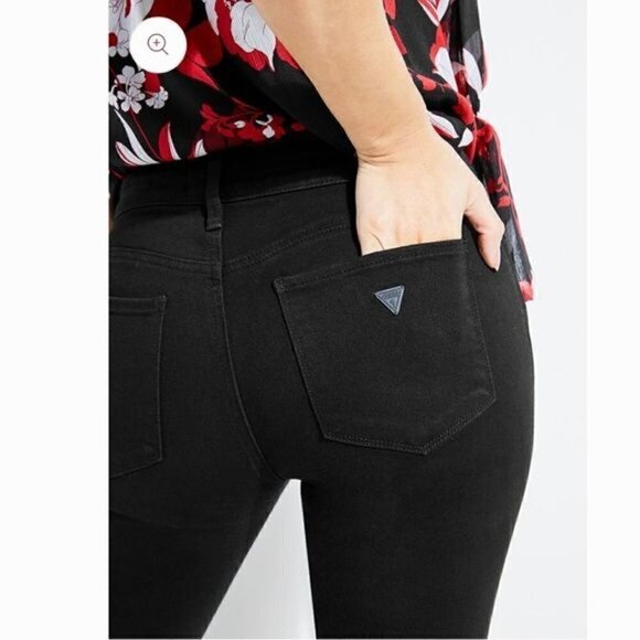 Guess Sexy Curve Skinny Jeans Black Distressed Destroyed Raw Hem Sz 26 - Picture 2 of 15